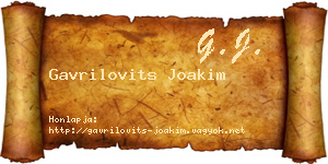 Gavrilovits Joakim névjegykártya